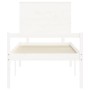 Cama personas mayores cabecero madera maciza blanco 100x200 cm de , Camas y somieres - Ref: Foro24-3195472, Precio: 145,18 €,...