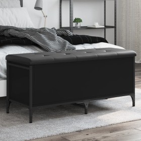 Engineered wood storage bench in black, 102x42x45 cm by , Benches for halls and storage - Ref: Foro24-835147, Price: 90,99 €,...