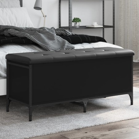 Engineered wood storage bench in black, 102x42x45 cm by , Benches for halls and storage - Ref: Foro24-835147, Price: 92,26 €,...