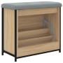 Banco zapatero con cajón abatible roble Sonoma 62x32x56 cm de , Bancos para recibidores y almacenamiento - Ref: Foro24-835118...