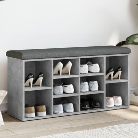 Concrete gray engineered wood shoe bench 102x32x50 cm by , Benches for halls and storage - Ref: Foro24-835113, Price: 88,99 €...