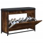 Shoe bench with foldable smoked oak drawer 82x32x56 cm by , Benches for halls and storage - Ref: Foro24-835124, Price: 77,99 ...