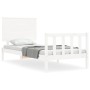 White solid wood bed frame with headboard 100x200 cm by , Beds and slatted bases - Ref: Foro24-3193392, Price: 133,04 €, Disc...