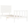 White solid wood bed frame with headboard 100x200 cm by , Beds and slatted bases - Ref: Foro24-3193392, Price: 133,04 €, Disc...