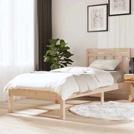 Estructura de cama individual pequeña madera maciza 75x190 cm de , Camas y somieres - Ref: Foro24-3100549, Precio: 85,55 €, D...