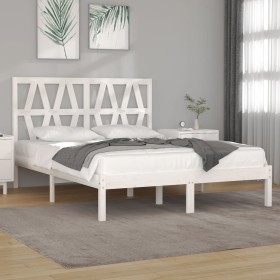 Massives Bettgestell aus weißem Kiefernholz, 120 x 190 cm von , Betten und Lattenroste - Ref: Foro24-3103969, Preis: 134,03 €...