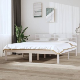 Solid white pine wood bed frame 160x200 cm by , Beds and slatted bases - Ref: Foro24-3104229, Price: 153,99 €, Discount: %