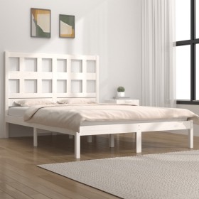 Estructura de cama madera maciza de pino blanco 135x190 cm de , Camas y somieres - Ref: Foro24-3104454, Precio: 126,99 €, Des...