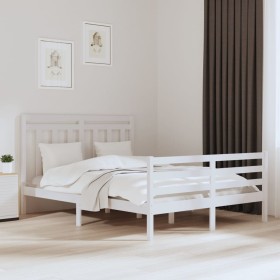 White solid wood bed frame King Size 150x200 cm by , Beds and slatted bases - Ref: Foro24-3105321, Price: 157,36 €, Discount: %