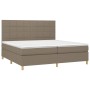 Boxspringbett mit Matratze und LED-Leuchten taupegrauer Stoff 200x200 cm von , Betten und Lattenroste - Ref: Foro24-3135465, ...