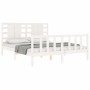 White solid wood bed frame with headboard 160x200 cm by , Beds and slatted bases - Ref: Foro24-3192827, Price: 169,78 €, Disc...