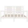 White solid wood bed frame with headboard 160x200 cm by , Beds and slatted bases - Ref: Foro24-3192827, Price: 169,78 €, Disc...