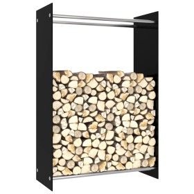 Black glass woodshed 80x35x120 cm by , Firewood bags and holders - Ref: Foro24-282838, Price: 83,99 €, Discount: %