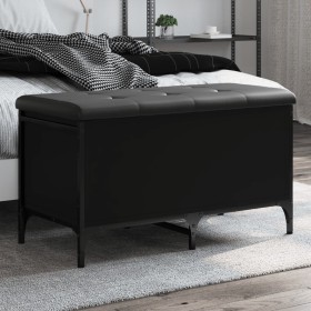 Black engineered wood storage bench 82x42x45 cm by , Benches for halls and storage - Ref: Foro24-835142, Price: 74,99 €, Disc...