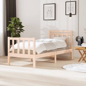 Estructura de cama individual pequeña madera maciza 75x190 cm de , Camas y somieres - Ref: Foro24-3100679, Precio: 96,22 €, D...