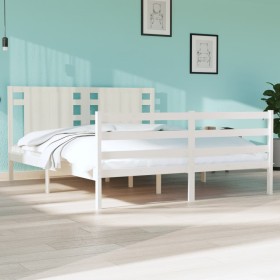 Estructura de cama madera maciza de pino blanca 150x200 cm de , Camas y somieres - Ref: Foro24-3104289, Precio: 159,18 €, Des...