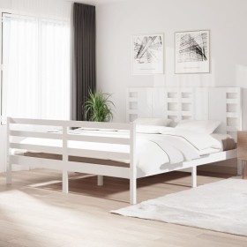 Estructura de cama de madera maciza de pino blanca 160x200 cm de , Camas y somieres - Ref: Foro24-3104294, Precio: 162,99 €, ...