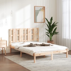 Estructura de cama de matrimonio madera maciza 135x190 cm de , Camas y somieres - Ref: Foro24-3105575, Precio: 129,24 €, Desc...