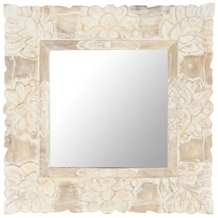 Solid white mango wood mirror 50x50 cm by , Mirrors - Ref: Foro24-321632, Price: 65,21 €, Discount: %