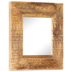 Espejo tallado a mano madera maciza de mango 50x50x2,5 cm de , Espejos - Ref: Foro24-321647, Precio: 65,45 €, Descuento: %