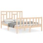 Estructura de cama de matrimonio con cabecero madera maciza de , Camas y somieres - Ref: Foro24-3193116, Precio: 146,69 €, De...