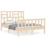 Estructura de cama de matrimonio con cabecero madera maciza de , Camas y somieres - Ref: Foro24-3193051, Precio: 154,72 €, De...