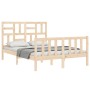 Double bed frame with solid wood headboard by , Beds and slatted bases - Ref: Foro24-3193051, Price: 154,72 €, Discount: %