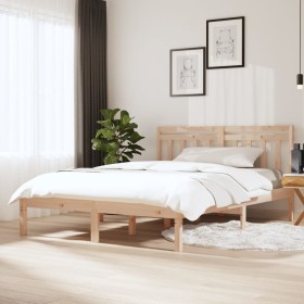 Estructura cama doble pequeña madera maciza 135x190 cm de , Camas y somieres - Ref: Foro24-3100564, Precio: 129,52 €, Descuen...