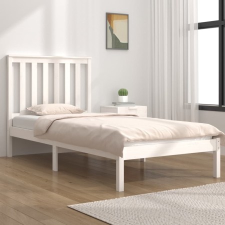 Estructura de cama madera maciza de pino blanco 90x200 cm de , Camas y somieres - Ref: Foro24-3103829, Precio: 103,09 €, Desc...