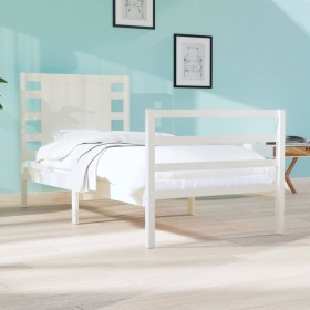 Estructura de cama madera maciza de pino blanco 75x190 cm de , Camas y somieres - Ref: Foro24-3104244, Precio: 108,99 €, Desc...