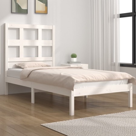 Estructura de cama madera maciza de pino blanco 75x190 cm de , Camas y somieres - Ref: Foro24-3104439, Precio: 91,85 €, Descu...