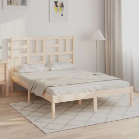 Estructura de cama de matrimonio madera maciza 135x190 cm de , Camas y somieres - Ref: Foro24-3105925, Precio: 124,13 €, Desc...