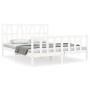 Estructura de cama matrimonio con cabecero madera maciza blanco de , Camas y somieres - Ref: Foro24-3192497, Precio: 159,99 €...