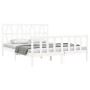 Estructura de cama matrimonio con cabecero madera maciza blanco de , Camas y somieres - Ref: Foro24-3192497, Precio: 159,99 €...