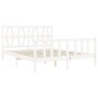 Estructura de cama matrimonio con cabecero madera maciza blanco de , Camas y somieres - Ref: Foro24-3192497, Precio: 159,99 €...