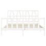 Estructura de cama matrimonio con cabecero madera maciza blanco de , Camas y somieres - Ref: Foro24-3192497, Precio: 159,99 €...