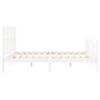 Estructura de cama matrimonio con cabecero madera maciza blanco de , Camas y somieres - Ref: Foro24-3192497, Precio: 159,99 €...