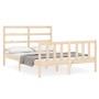 Double bed frame with solid wood headboard by , Beds and slatted bases - Ref: Foro24-3191881, Price: 142,93 €, Discount: %