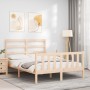 Double bed frame with solid wood headboard by , Beds and slatted bases - Ref: Foro24-3191881, Price: 142,93 €, Discount: %