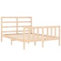 Double bed frame with solid wood headboard by , Beds and slatted bases - Ref: Foro24-3191881, Price: 142,93 €, Discount: %