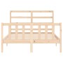 Double bed frame with solid wood headboard by , Beds and slatted bases - Ref: Foro24-3191881, Price: 142,93 €, Discount: %