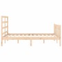 Double bed frame with solid wood headboard by , Beds and slatted bases - Ref: Foro24-3191881, Price: 142,93 €, Discount: %