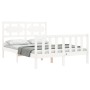 Estructura cama de matrimonio con cabecero madera maciza blanco de , Camas y somieres - Ref: Foro24-3192532, Precio: 167,99 €...