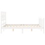 Estructura cama de matrimonio con cabecero madera maciza blanco de , Camas y somieres - Ref: Foro24-3192532, Precio: 167,99 €...