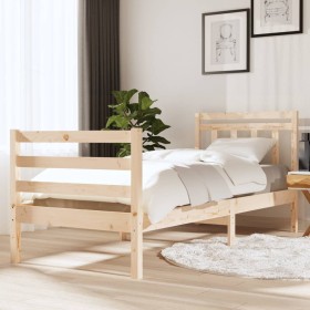 Estructura de cama individual pequeña madera maciza 75x190 cm de , Camas y somieres - Ref: Foro24-3100614, Precio: 98,03 €, D...