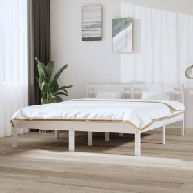 Estructura de cama madera maciza blanca King Size 150x200 cm de , Camas y somieres - Ref: Foro24-3104224, Precio: 144,99 €, D...