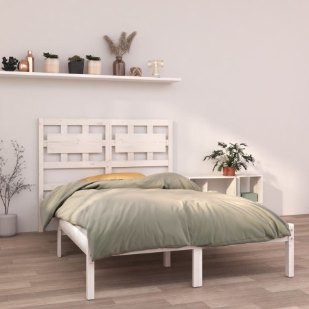 Estructura de cama de madera maciza blanca 135x190 cm de , Camas y somieres - Ref: Foro24-3105641, Precio: 137,99 €, Descuent...