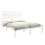 Estructura de cama de madera maciza blanca 135x190 cm de , Camas y somieres - Ref: Foro24-3105641, Precio: 137,99 €, Descuent...