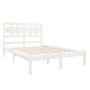 Estructura de cama de madera maciza blanca 135x190 cm de , Camas y somieres - Ref: Foro24-3105641, Precio: 137,99 €, Descuent...