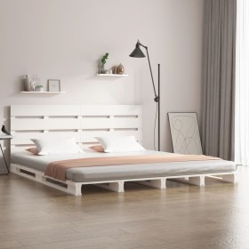 Solid white pine wood bed frame 150x200 cm by , Beds and slatted bases - Ref: Foro24-3120138, Price: 225,89 €, Discount: %